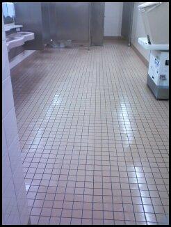 Walmart's bathroom floor after tile cleaning