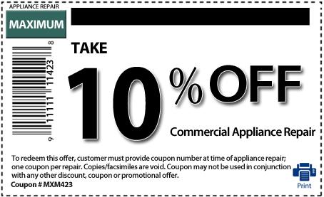 10% off for Commercial Appliace Repair