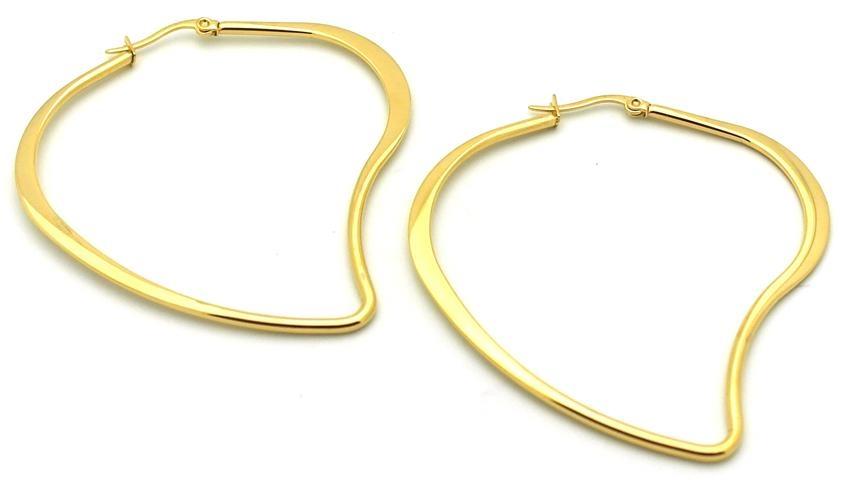 IPG gold plated tear shaped hoop earrings all stainless steel. ER-200