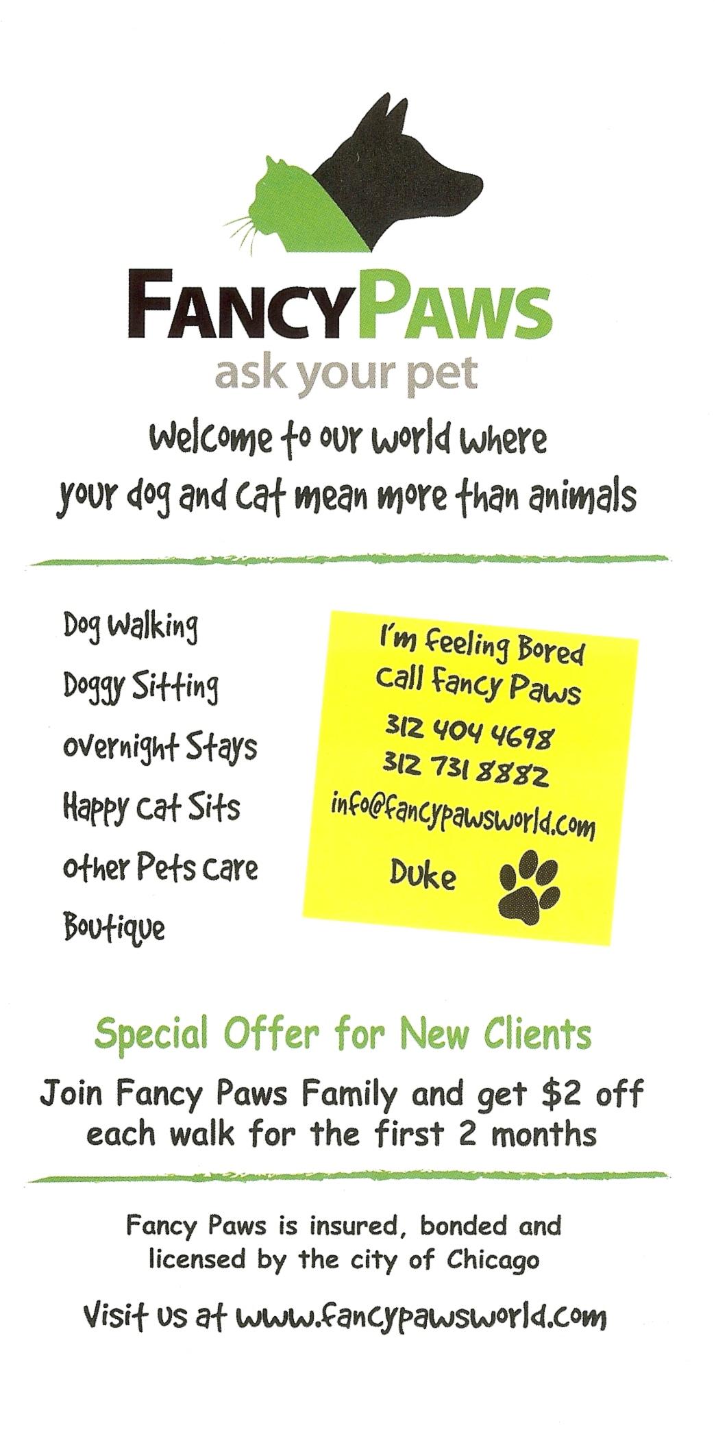 FANCY PAWS Chicago Dog Walkers and Pet Sitters