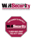 WH Security logo and yarn sign