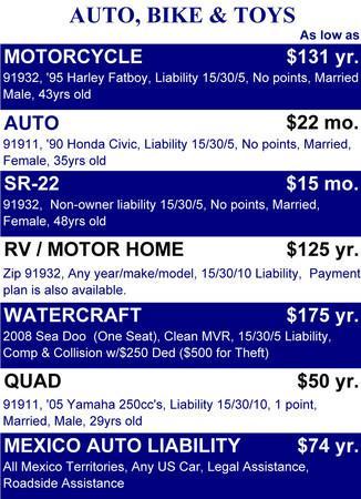 Auto, Cycle & Truck Insurance Price List