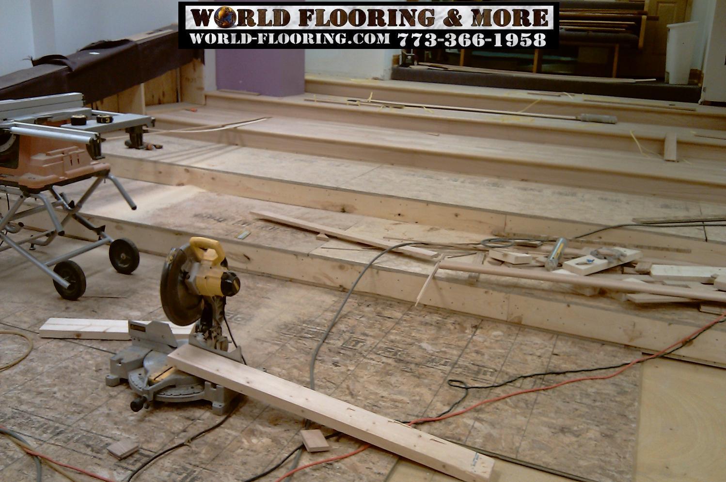 Stair platform construction by World Flooring and More