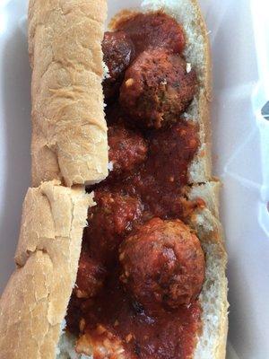 Delicious meatball sub, fresh sub roll and sauce was on point.