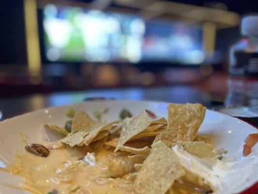 Chicken nachos (sorry we polished this plate before I thought to take the pic. That goes to show how good they were.)