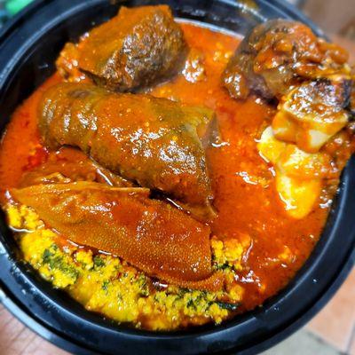 Egusi with assorted meat