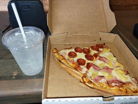 A 2 slices and drink combo for $8.99. Not a bad deal.