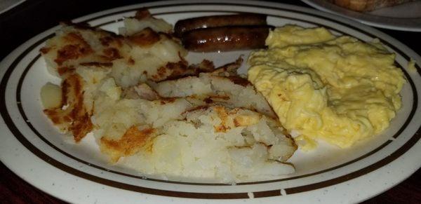 Scrambled eggs home fries & links...