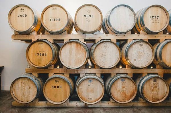 Wine barrels inside