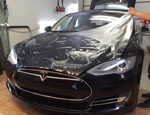 Full hood install Tesla S