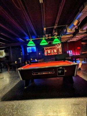 One of two pool tables