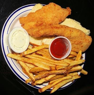 Half a fish with tavern fries awesome filling lunch special every Friday!