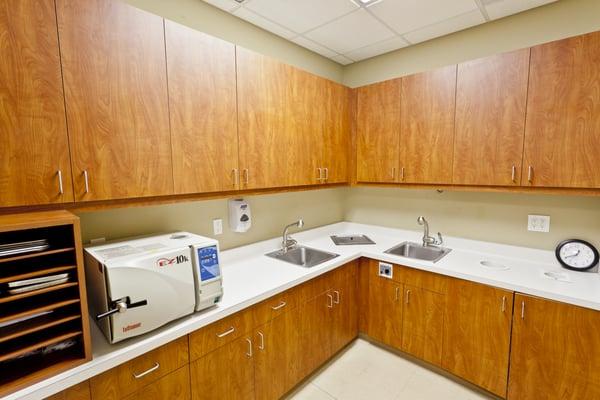 Our sterilization area where the dental assistants prep everything for surgery.