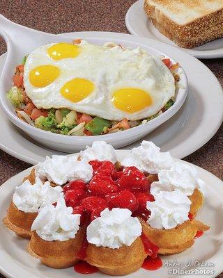 Strawberry Waffle and a Veggie Skillet