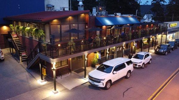 Aerial shot of our Overhanging Sidewalk Deck.