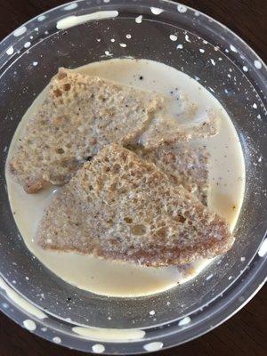 Slice of bread in milk