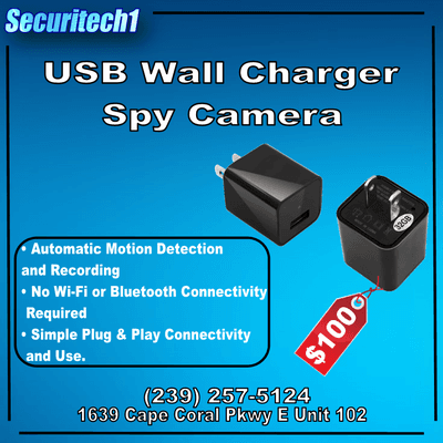 USB Spy Camera Full HD 1080P. Built-In Battery to Prevent SD Card Corruption. Features a Front Panel with Hidden Memory Card Slot.