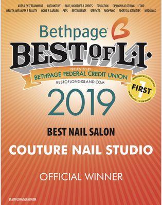 Couture Nail Studio was voted Best Nail Salon on Long Island 2019!!