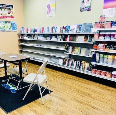 The cute little "book nook" in the rear of the store.