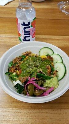 Carnitas, veggie medley, and chimichurri bowl