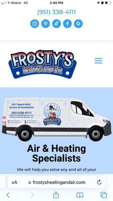 Call Frosty's today. We have great prices on complete new systems as low as $7995, financing available and tune ups starting at $49.