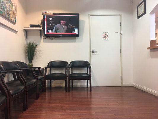 Inside the waiting room.