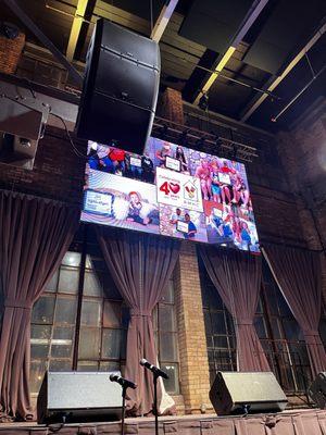 The large video screen is convenient for special events