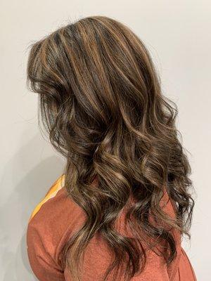 Caramel highlights with a chocolate base by Connie Powell