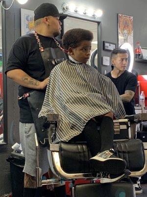 Stay Faded Barbershop Raul Andy In the back and my handsome son!