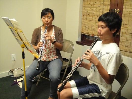 Our Oboe instructor with her student.