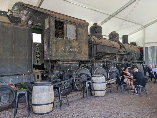 Train on the top floor bar.