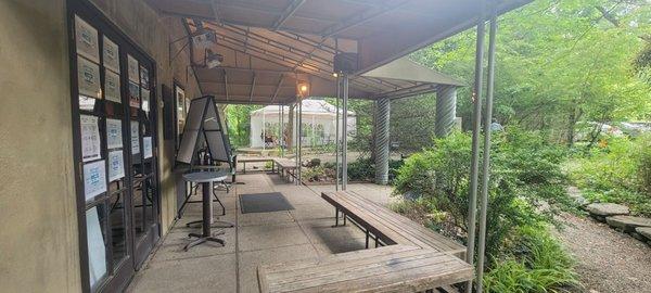 Cafe front store and patio seating