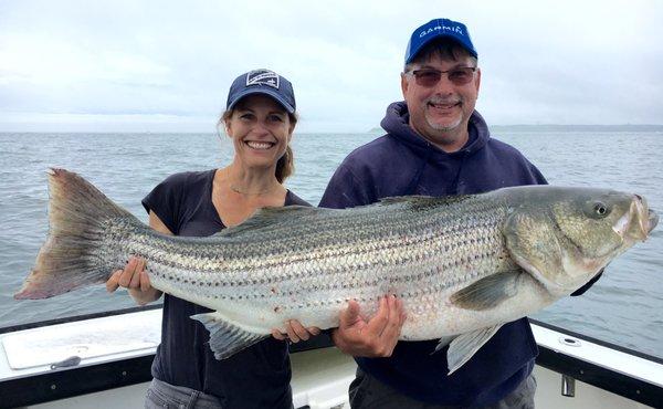 Anna with a Montauk 56 pounder.