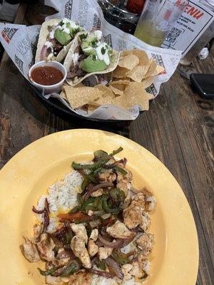 Fajita Rice Bowl and Grilled Steak & Avocado Taco