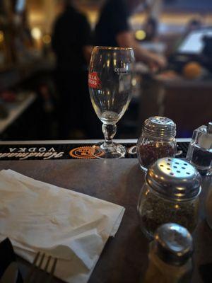 10 Minutes, no drink.  2 bartenders cleaning alot of glasses, not much else.  It's not hard and not that busy here.  Avoid Tuesday..