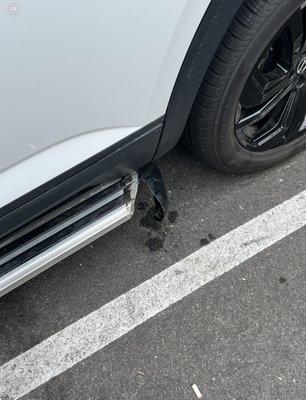 Damaged running board post car wash