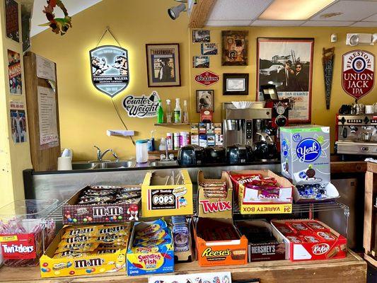 Candy, drinks and more available at the coffee shop