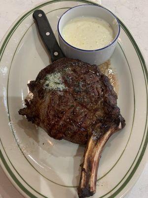 Delmonico 19 oz $37.49 with white cheddar mashed potatoes