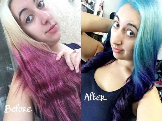 Sylvia at it again with the awesome fading! This was after the purple started to wash out, took forever to do that!