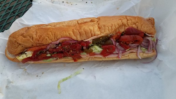 Italian hoagie with hot peppers.   Best Italian hoagie I have had in years Best in New Jersey for me.  Yeah, I said it.