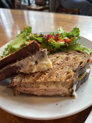 Ham, Cheddar and apple sandwich with house salad