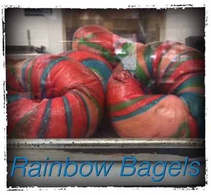 The new bagel tradition... Why have everything bagels when you can have rainbow.