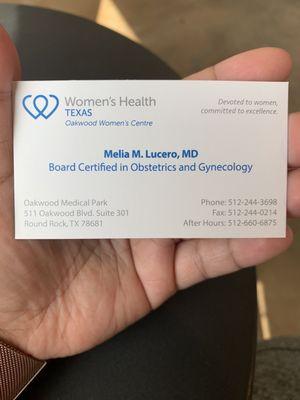 Dr. Lucero's card