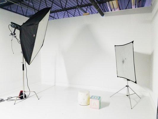 Our upstairs studio available for photographers to rent.