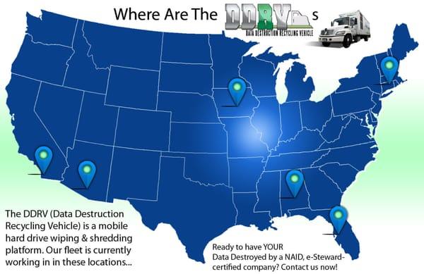 Our DDRVs (Data Destruction Recycling Vehicles) are on the move & in a city near you! Schedule YOURS today! 800-235-1046