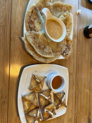 Crab A6. Krab Rangoon (6 pcs.) and A22. Roti