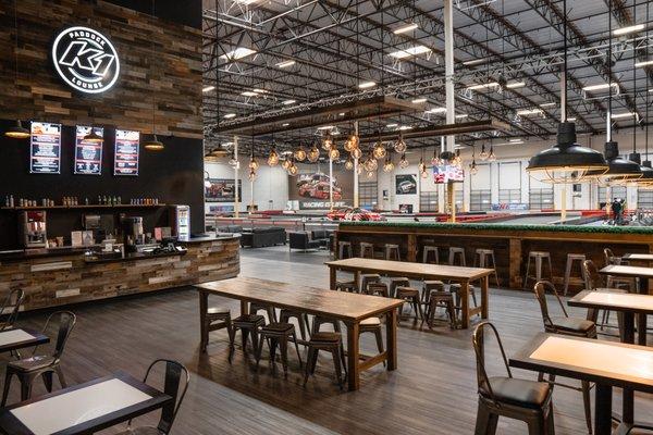 The Paddock Lounge at K1 Speed Ontario serves up craveworthy food and refreshing beverages for all ages.