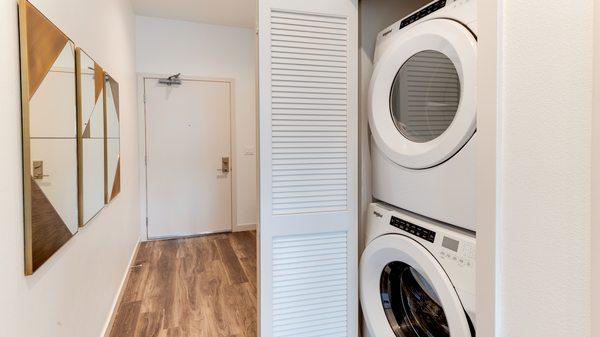 Full-sized front loading washer and dryer