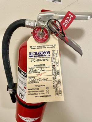 Maintained fire extinguisher in our building