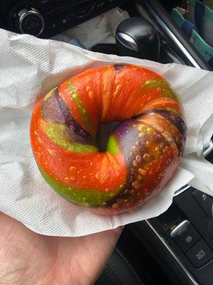 Halloween tie-dye bagel